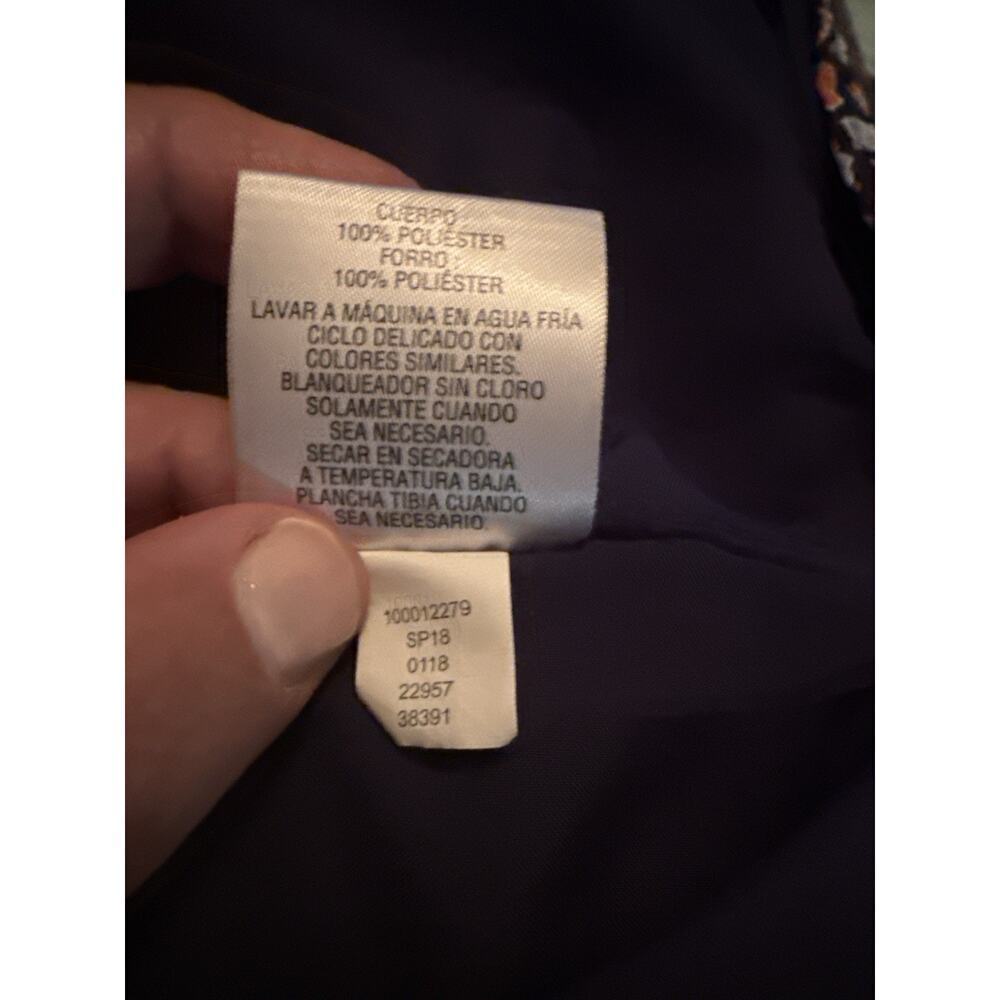 Maison Jules Women’s Floral Ruffle Hem Dress Navy Orange Print Size 12 - Picture 8 of 9